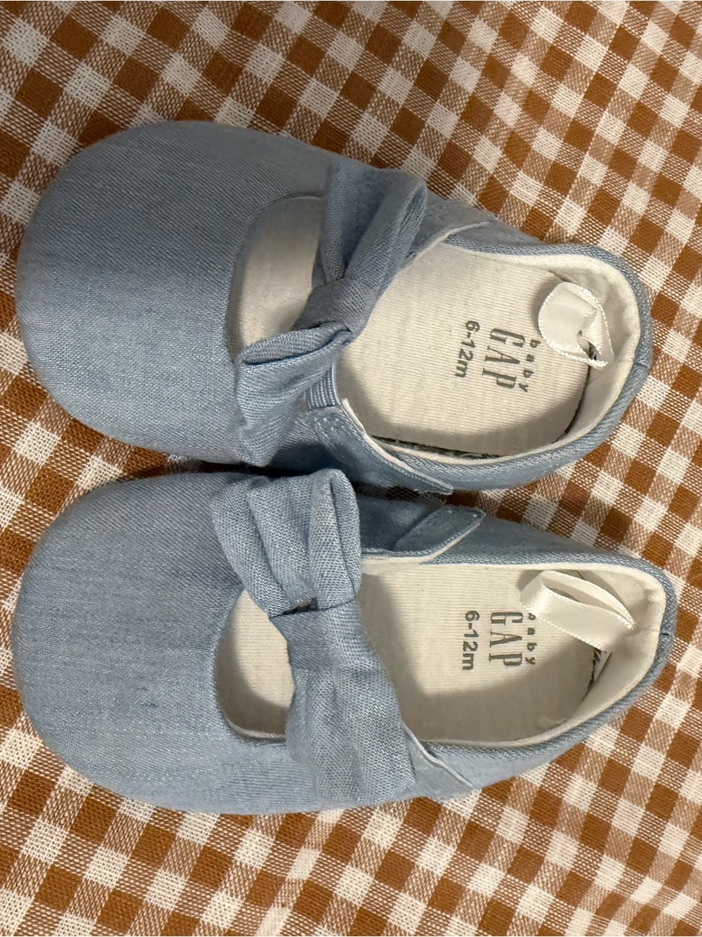 GAP Light Blue Bow Mary Jane Baby Shoes